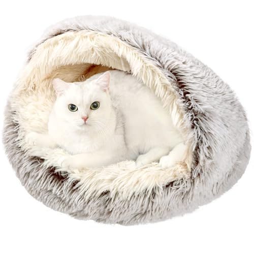 Arquiel Katzenbett, Katzennest, Haustierbett Tierbett, Kleine Hundebett Waschbarer Flauschiges Rund Weich Katzenschlafplatz FüR Katzen Rutschfestem Wasserdichtem Boden (Braun,60 X 60 cm) von Arquiel