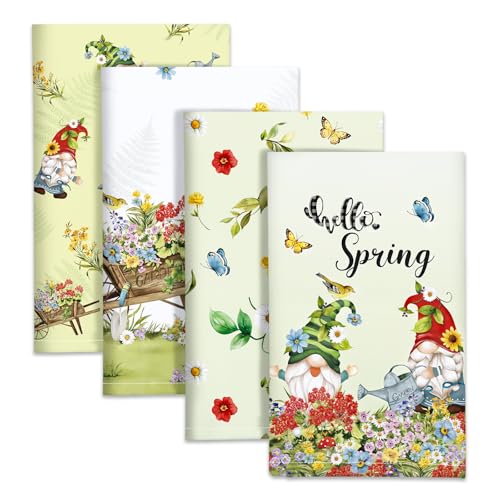 Arquiel Küchentücher Baumwolle 4 Stück, Geschirrtücher 100% Baumwolle GNOME Küchenhandtuch Set Multi-Purpose Hochwertige Küche Trockentuch Bar Handtücher 48 x 70CM von Arquiel
