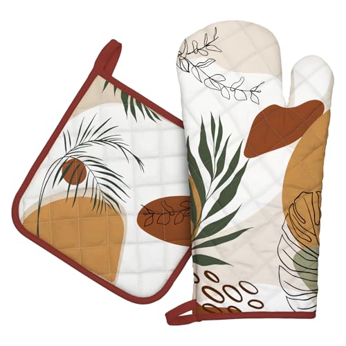Arquiel Ofenhandschuh und Topflappen 2er Set, 100% Baumwolle Kochhandschuhe, Hitzebeständiger Küchenhandschuh Zum Kochen Backen Grillen Geschenk,Boho-Abstrakt Arquiel Ofenhandschuh und Topflappen 2er Set, 100% Baumwolle Kochhandschuhe, Hitzebeständiger Küchenhandschuh Zum Kochen Backen Grillen Geschenk,Boho-Abstrakt von Arquiel