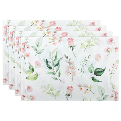 Arquiel Platzset 4er Set, Tischsets Blumen Aquarell Abwischbar Hitzebeständige Placemats für Esstisch Dekoration, Feiertage für Essen, Buffetpartys und Camping(33 * 48cm) von Arquiel