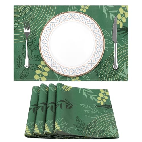 Arquiel Platzset 4er Set, Tischsets Eukalyptus Grün Blätter Abwischbar Hitzebeständige Placemats Saisonaler Küche Tisch Drinnen Urlaub Dekors und Frühling Sommer (33 * 48cm) von Arquiel