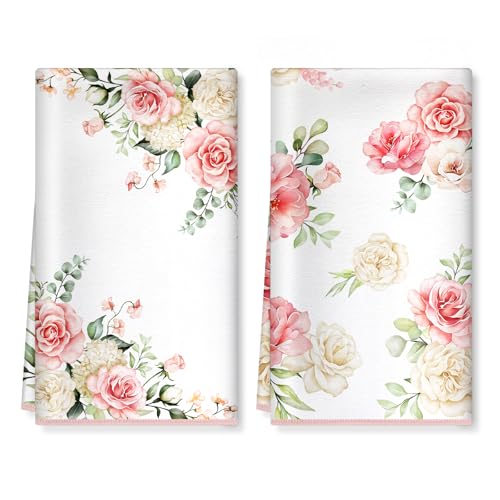 Arquiel Rose Küchentücher Mikrofaser 2 Stück, Rosa Geschirrtücher Küchenhandtuch Saugstarke Sommer Küche Dekoration, Geschenk für Sie und Ihn 40 x 60CM von Arquiel