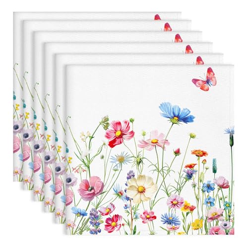 Arquiel Servietten Blumen Rosa 6er-Set, Stoffservietten 100% Baumwolle Weiches Hochwertige Wiederverwendbare Esstisch Servietten Perfekt für Hochzeiten Küche Haushalt Party(45×45cm) von Arquiel