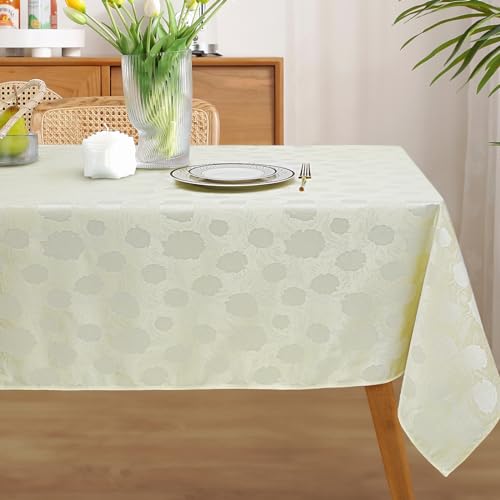 Arquiel Tischdecke Abwaschbar, Tischtuch Lotuseffekt Polyester Rechteckige Florale, Tischtuch Rosenmuster Tischdeck Jacquard für Esstisch Zuhause Hochzeit Weihnachten (Beige, 140x180cm) von Arquiel