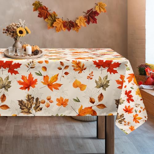 Arquiel Tischdecke Rechteckige, Erntedankfest Herbsternte Orangefarbenes Blatt Tischdecke Herbst Tischwäsche für Party Picknick Abendessen Dekor(140 x 180 cm) von Arquiel