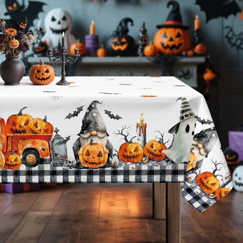 Arquiel Tischdecke Rechteckige, Halloween Geist Kürbis GNOME Tischtuch Abwaschbar Tischdecken Wasserabweisend Tischdecke für Party Feiertage Herbst Abendessen Dekor(152 x 213 cm) von Arquiel