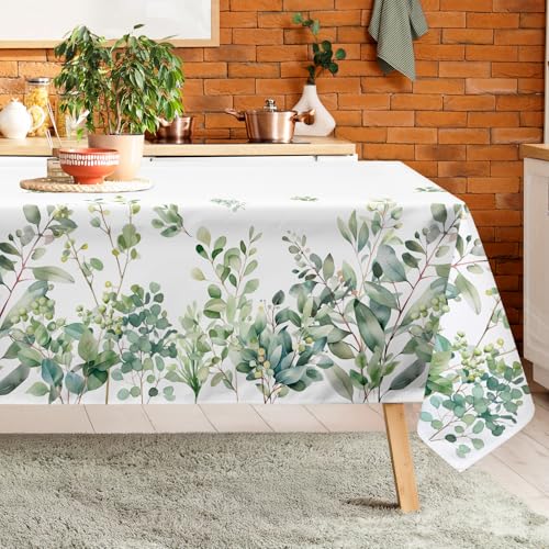 Arquiel Tischdecke Rechteckige Eukalyptus Florale, Blätter StrapazierfäHiges Tischtuch, Pflegeleicht Abwischbar Tischdeck FüR KüChe, Garten, Hochzeit, DraußEn (140 x 180 cm) von Arquiel