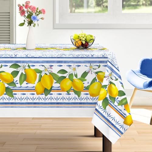 Arquiel Tischdecke Rechteckige Zitrone, Tischtuch Wasserabweisend StrapazierfäHiges Aquarell, Abwischbar Tischdeck FüR Abendessen, Haus, KüChe, Hochzeit, Party, FrüHling/Sommer(152 x 264 cm) von Arquiel