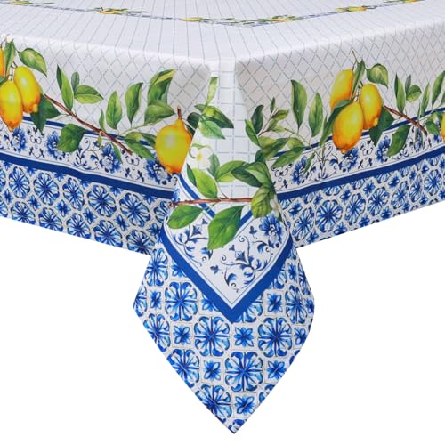 Arquiel Tischdecke Rechteckige Zitrone, Zitrone Tischtuch Wasserabweisend StrapazierfäHiges Aquarell, Abwischbar Tischdeck FüR Abendessen, KüChe, Hochzeit, Drinnen, FrüHling/Sommer(152 x 213 cm) von Arquiel