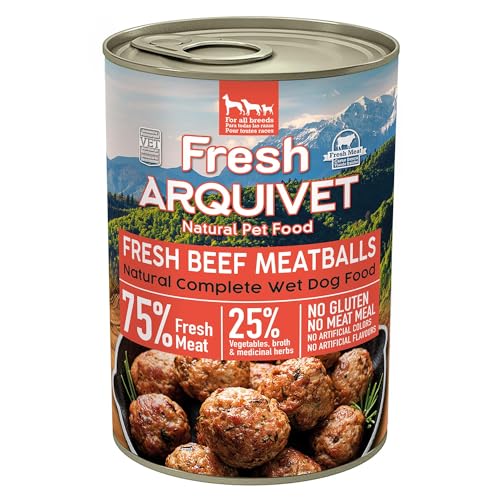 ARQUIVET Fresh Beef Meatballs - Dosenfleischbällchen mit Rindfleisch, Süßkartoffel und Karotte - 6er Pack x 400g - Nassfutter für Hunde Aller Rassen ARQUIVET Fresh Beef Meatballs - Dosenfleischbällchen mit Rindfleisch, Süßkartoffel und Karotte - 6er Pack x 400g - Nassfutter für Hunde Aller Rassen von Arquivet