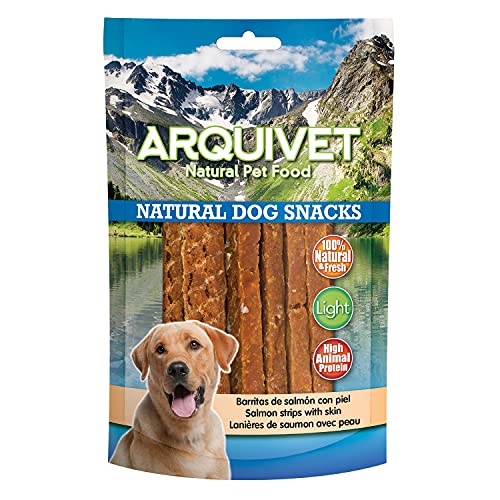 ARQUIVET Packung mit 12 Einheiten – Lachsbänder mit Haut 100 g – natürliche Hunde-Snacks – 100% natürlich – Spitzen, Preis ARQUIVET Packung mit 12 Einheiten – Lachsbänder mit Haut 100 g – natürliche Hunde-Snacks – 100% natürlich – Spitzen, Preis von Arquivet