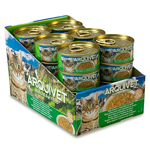 ARQUIVET - Super Premium Dosen Weißer Thunfisch mit Gemüse in Sauce für Katzen - Gourmetfutter aus 100% natürlichen Zutaten - Packung mit 24 Stück - 80 g pro Stück - Nassfutter von Arquivet