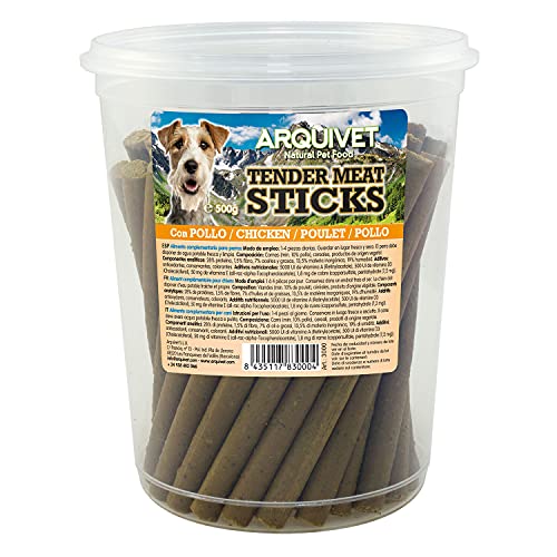 ARQUIVET Tender Meat Sticks Huhn für Hunde 500 g - weiche Palitos für Hunde - Snacks, Belohnungen, Chloyes, Hundesnacks - Zähne reinigen und stärken den Kiefer von Arquivet