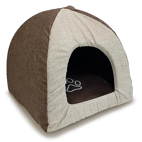 Arquivet - Iglu Braun und Beige für Hunde mit Fußabdruck 40 x 40 x 45 cm - Schlafhilfe für Hunde - Zubehör für Haustiere von Arquivet