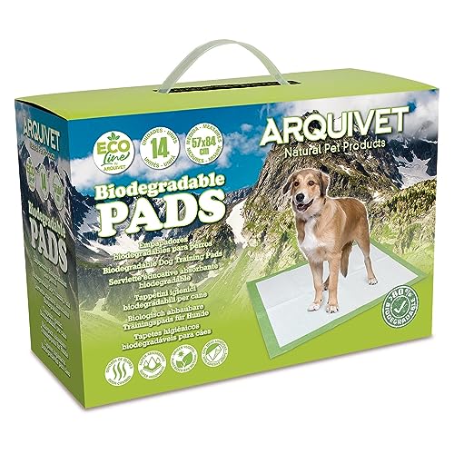 Arquivet Super saugfähige Hundeunterlagen, biologisch abbaubare Einwegunterlagen, Hygienematte für Hunde, groß (14 Stück), 57 x 84 cm von Arquivet