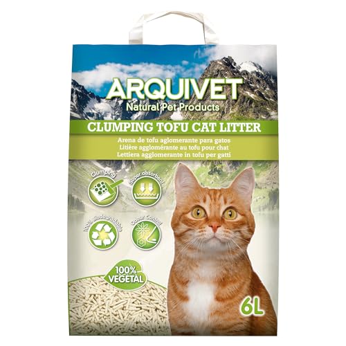 Tofu Katzenstreu, 6 l, Packung mit 6 Stück, Bindemittel und saugfähig Tofu Katzenstreu, 6 l, Packung mit 6 Stück, Bindemittel und saugfähig von Arquivet