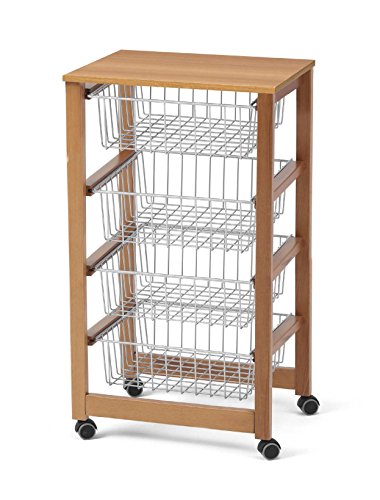 Arredamenti Italia ARREDAMENTIITALIA Küchenwagen GINGERONE, Holz - 4 Körbe - Farbe: Kirsche Holz AR-It il Cuore del Legno von Arredamenti Italia