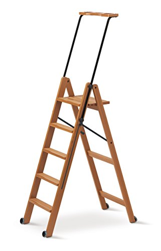 Arredamenti Italia Leiter 170/5 TUSCANIA; Holz - 5 Stufen - zusammenklappbar - mit Sicherheitssystem - Farbe: Kirsche Holz AR-It il Cuore del Legno von Arredamenti Italia