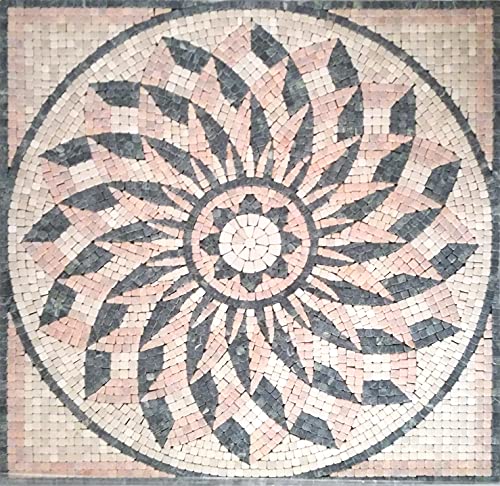 Mosaik-Rosette aus Marmor, für den Innen- und Außenbereich, Blume, 60 x 60 cm von Arredobagnoecucine