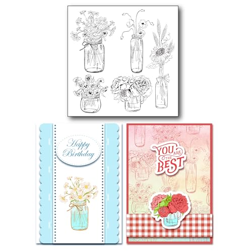 arriettycraft Vase Blumen Gänseblümchen Rose Mohnblume Vase Klar Stempel für Kartengestaltung Dekoration und DIY Scrapbooking Werkzeuge von arriettycraft