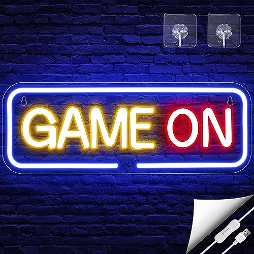 Neon Sign, Game On Neon Schild LED Neon Schild Neon Licht Wanddecor für Gamer Zocker Fans Kinder Hobbyraum von Arrinew