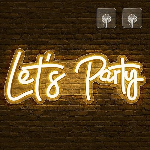 Let's Party Neon Schilder, Arrinew LED Neon Light Sign for Wall Decor, Decorative Let's Party Neon Lights for Bachelorette Party, Engagement Party, Birthday Party, Wedding Party Warm White von Arrinew