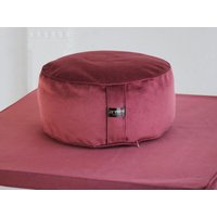 Reichhaltiges Rubin Meditations Set Zafu & Zabuton Samt | Sitzpouf Mit Nackenrolle Und Matte Bio-Buchweizenfüllung Meditationskissen Für Anfänger von ArriveInnerPeace