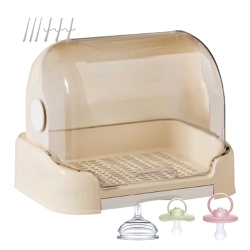 Arroopu Abtropfgestell für Babyflaschen, staubdicht, für Babyflaschen, Aufbewahrungsbox für Kleinkinder, mit abnehmbarer Abtropfschale, tragbarer Trockenhalter für Sauger, Tassen, Pumpe, 31,5 x 25,5 x von Arroopu
