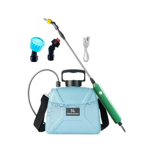 Arroopu Elektrische Gartenspritze | 5L Gartensprühgerät | Tragriemen Teleskoprohr 3 Sprühdüsen Bewässerungswerkzeug für Pflanzenpflege Fenster Boden Pool Gartenwartung Außenbereich von Arroopu