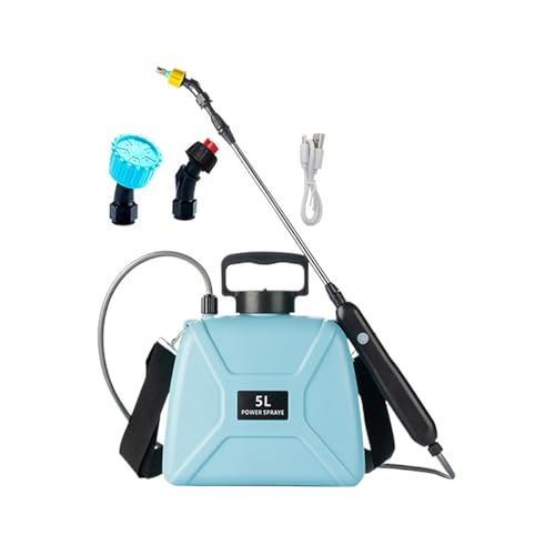 Arroopu Elektrische Pumpsprühgerät,5L Rasensprüher - Schultergurt Teleskopstange mit 3 Nebeldüsen Reinigungswerkzeug für Pool Autoaufbereitung Fenster Pflanzenpflege Gartenwartung Boden und Rasen von Arroopu