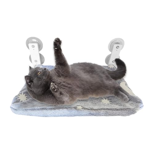 Arroopu Fenstersitzstange für Katzen | Faltbare Katzenbetten – leuchtet im Dunkeln mit Saugnäpfen, Liegesitz mit interaktivem Spielzeug für kleine Räume, gemütliches Nickerchen, ruhige Entspannung von Arroopu