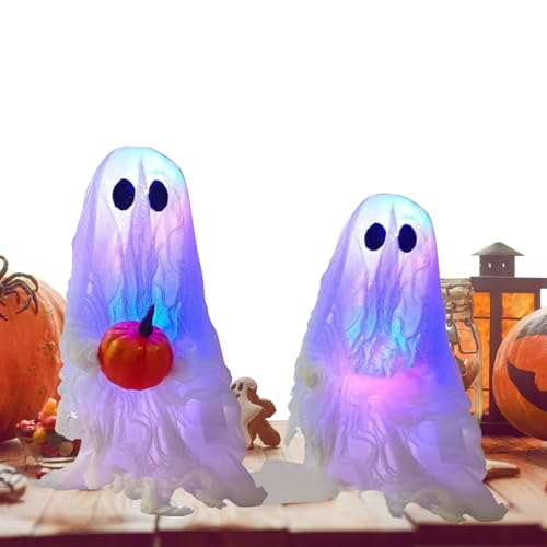 Arroopu Halloween Geist, Geist Figur Für Halloween, 2 Teile Beleuchtete Festliche Gotische Skulptur Für Zuhause Party Garten Tisch Fenster Arroopu Halloween Geist, Geist Figur Für Halloween, 2 Teile Beleuchtete Festliche Gotische Skulptur Für Zuhause Party Garten Tisch Fenster von Arroopu