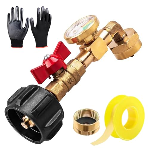 Arroopu Propanflaschen Adapter Zum Nachfüllen,Übertragungsadapter Mit Ventil Und Manometer | Camping Grill Zubehör Für Draußen, Befüllen 0,45kg Flasche Aus 9kg Tank, 90-Grad Winkeldesign Arroopu Propanflaschen Adapter Zum Nachfüllen,Übertragungsadapter Mit Ventil Und Manometer | Camping Grill Zubehör Für Draußen, Befüllen 0,45kg Flasche Aus 9kg Tank, 90-Grad Winkeldesign von Arroopu