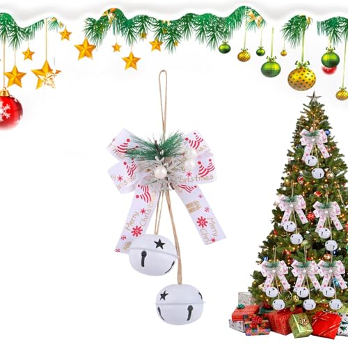 Arroopu Weihnachtsglocken für Dekoration, Metallglocke Ornamente mit Schleife Beere, Weihnachtsdekorationen Bastelbedarf für Party Outdoor Hof Terrasse Schlafzimmer Wohnzimmer Fenster Garten von Arroopu