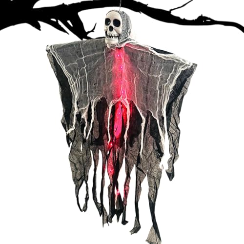 Arrovarp Halloween-Skelett, fliegender Geist, beleuchtete Requisiten, schwimmendes Ornament mit Nebel für Garten, Maskerade, Bälle, Klassenzimmer, Wand, Karneval, Innenhöfe, Hof von Arrovarp