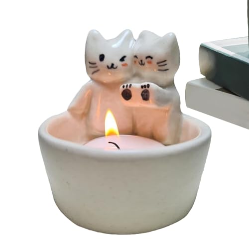 Arrovarp Harz Katzen Kerzenhalter | Niedliche Cat Candle Holder | Katzen-Teelichthalter, Teelichthalter Mit Wärmenden Katzen Pfoten | Niedliche Katzen Stumpen Perzenhalter Ornamente von Arrovarp