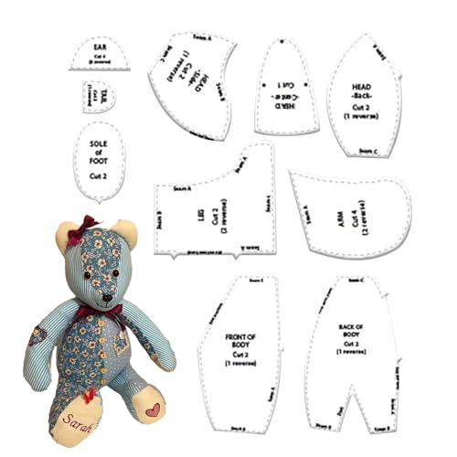 Arrovarp Memory Bear Schablone Muster Kit, Memory Bär Schablone Lineal Set, Acryl Memory Bär Schablone Lineal Kit | Arrovarp Memory Bär Schablone Lineal Kit von Arrovarp