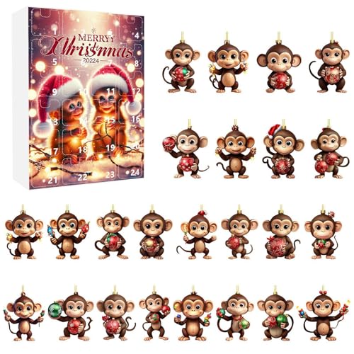 Arrovarp Monkey Christmas Calendar - 2D Christmas Countdown Monkey Ornaments | Home Decorations for School Offices Apartments Dormitory Room von Arrovarp