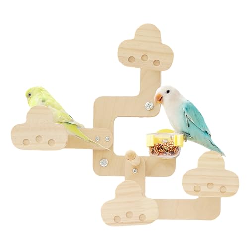 Arrovarp Sittich-Sitzstangen – Holz-Vogel-Spielplatz mit Futternapf, Haustierzubehör für Conure Watching Garten, Huhn, Hof, Spielplatz im Innenhof, Terrasse, Hof, Baumnest von Arrovarp