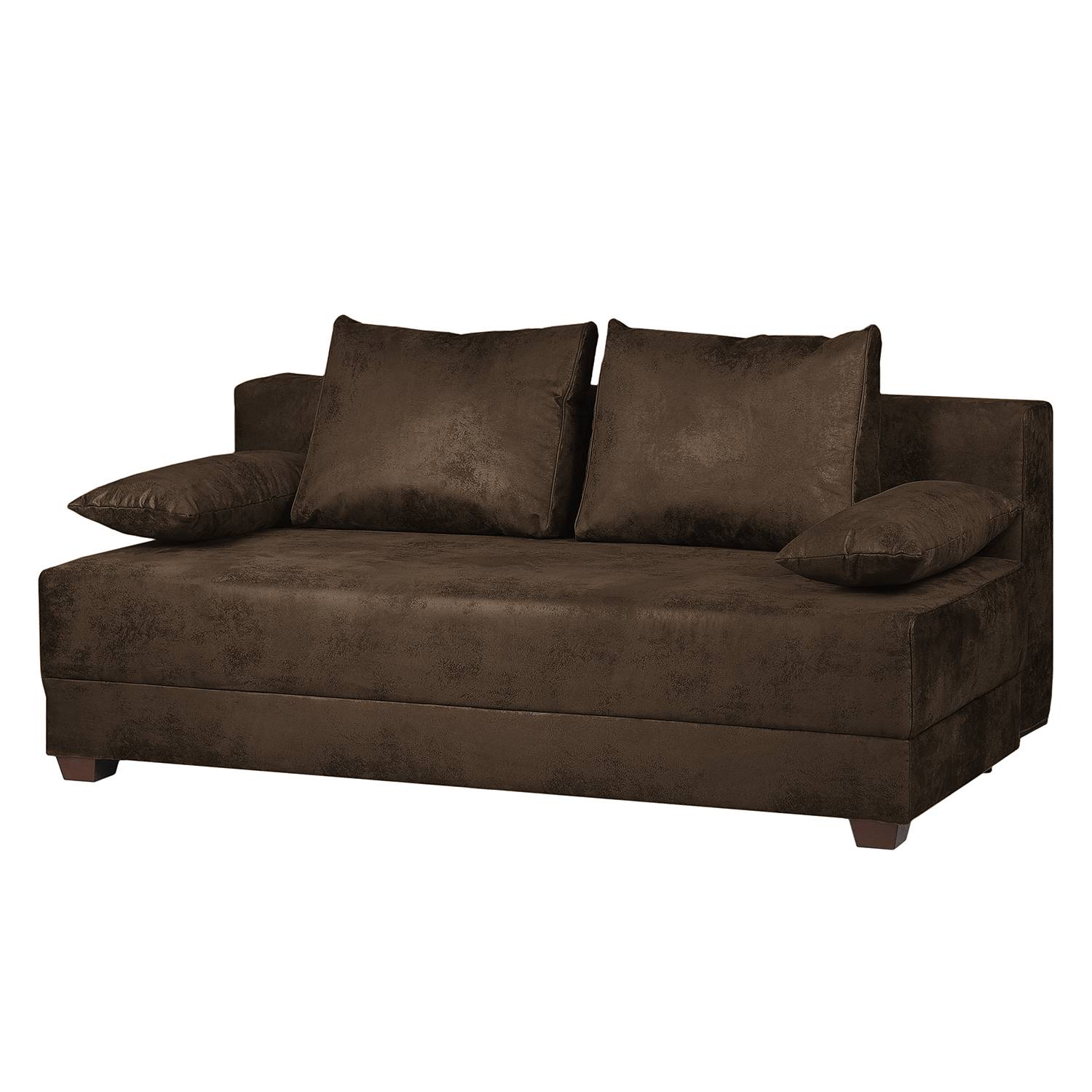 Ars Natura Boxspring-Schlafsofa Dingo Dunkelbraun Microfaser 202x85x110 cm mit Schlaffunktion und Bettkasten von Ars Natura