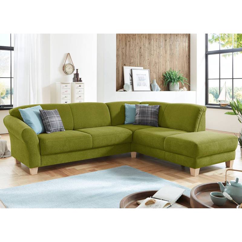 Ars Natura Ecksofa Cebu 2-Sitzer Grasgrün Webstoff 257x84x212 cm mit Bettkasten von sit&more