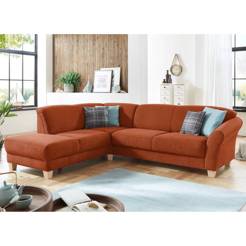 Ars Natura Ecksofa Cebu 2-Sitzer Honigbraun Webstoff 257x84x212 cm mit Bettkasten von sit&more