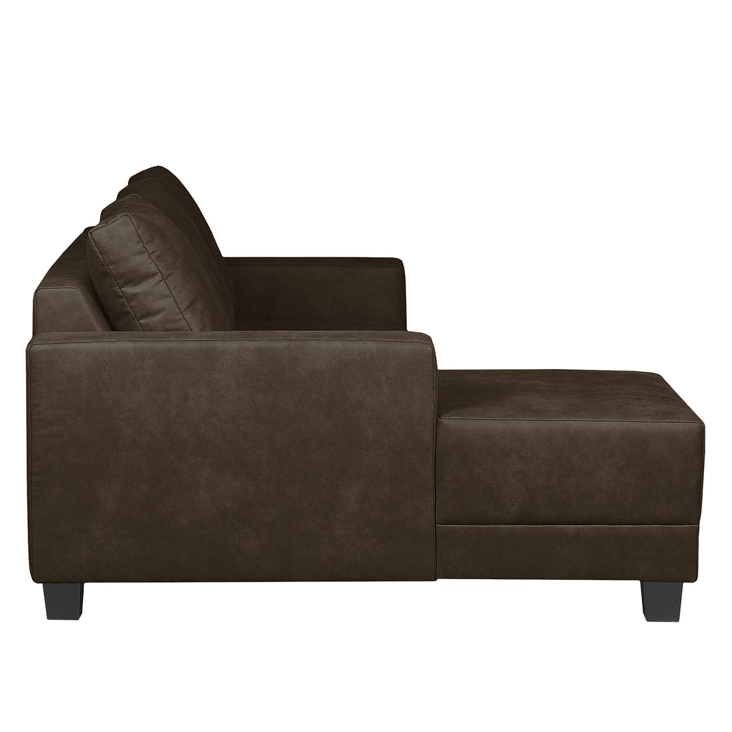 home24 Ecksofa Antiklederlook Braun/Espresso Webstoff 200 x 72 x 144cm Longchair davorstehend links Natur von home24