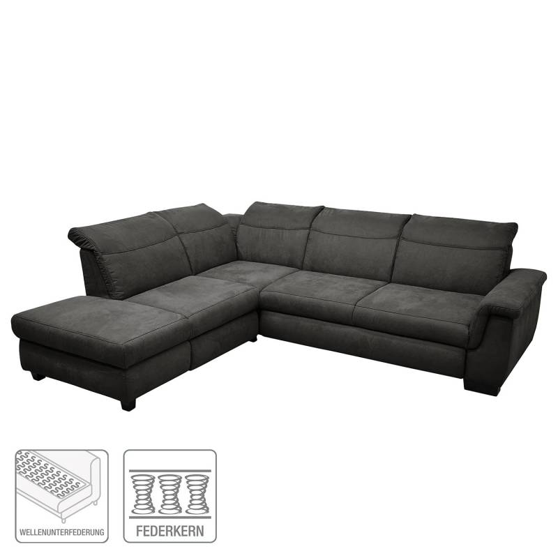 home24 Ecksofa Sunny Corner Braun/Braungrau Webstoff Cody 273 x 81 x 228cm Ottomane davorstehend links mit Schlaffunktion Natur von home24