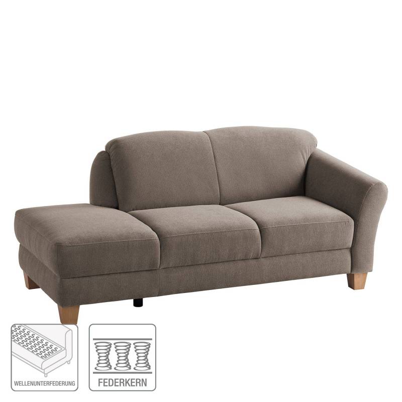 home24 Recamiere Webstoff Braun/Cubanit Webstoff 194 x 84 x 91cm Armlehne davorstehend rechts Natur von home24