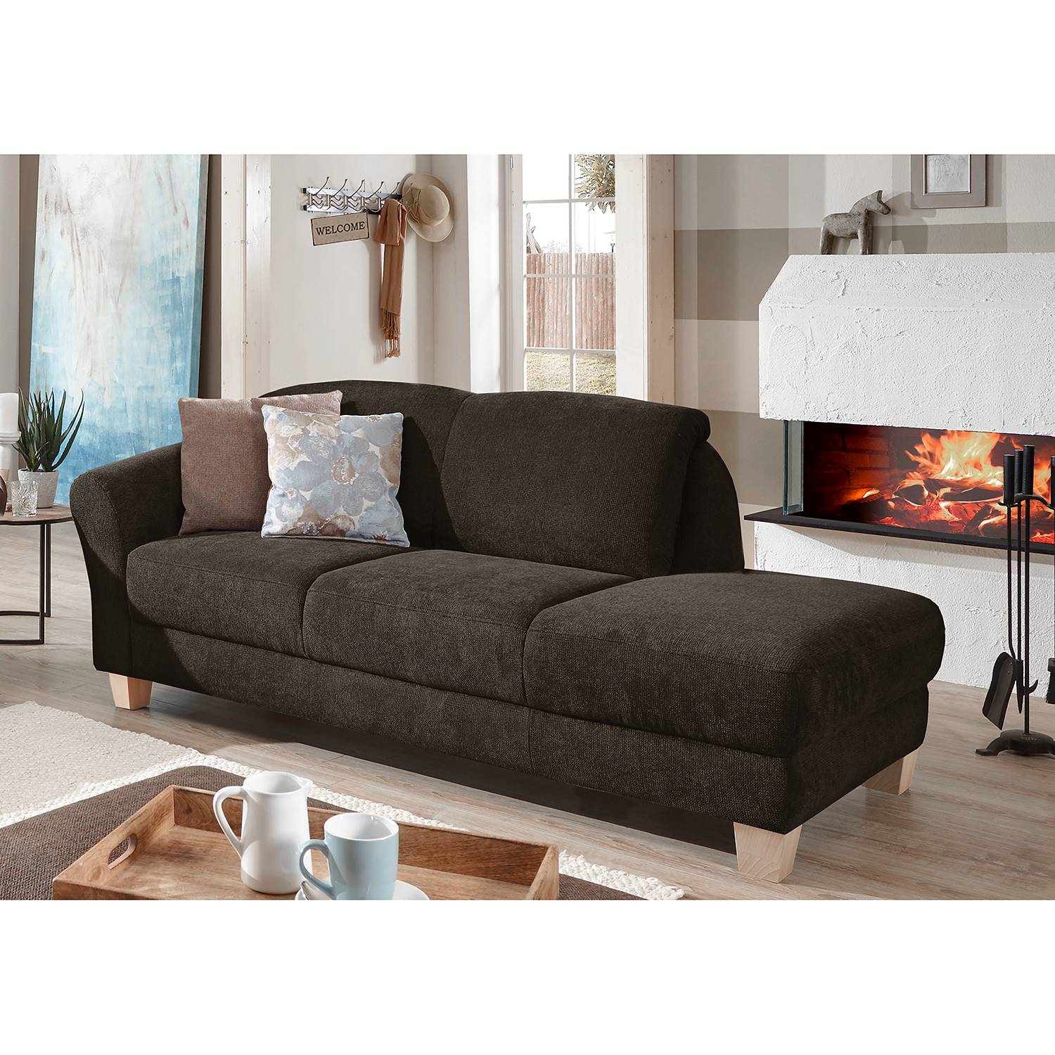 Ars Natura Recamiere Cebu Espresso Webstoff 194x84x91 cm von sit&more