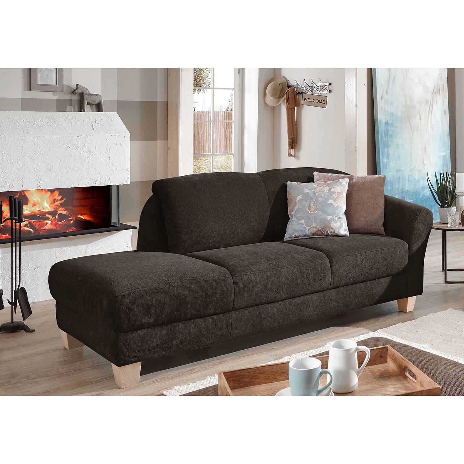 Ars Natura Recamiere Cebu Espresso Webstoff 194x84x91 cm von sit&more