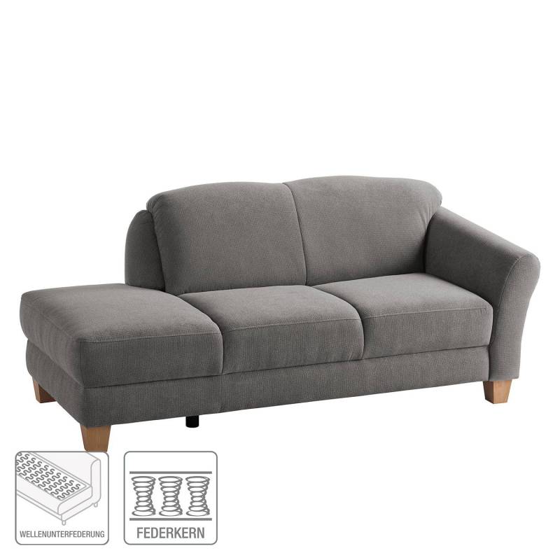 home24 Recamiere Webstoff Grau/Grau Webstoff 194 x 84 x 91cm Armlehne davorstehend rechts Natur von home24