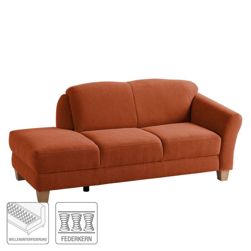 home24 Recamiere Webstoff Braun/Honigbraun Webstoff 194 x 84 x 91cm Armlehne davorstehend rechts Natur von home24