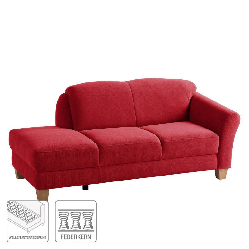 home24 Recamiere Webstoff Rot/Rot Webstoff 194 x 84 x 91cm Armlehne davorstehend rechts Natur von home24